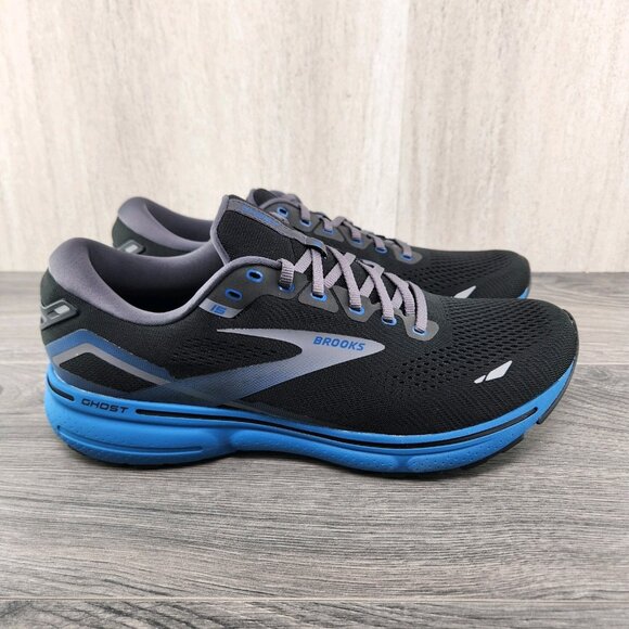 Brooks Ghost 15 Sz 14 Mens Black Blackened Pearl Blue Athletic Running Shoes - Picture 1 of 11